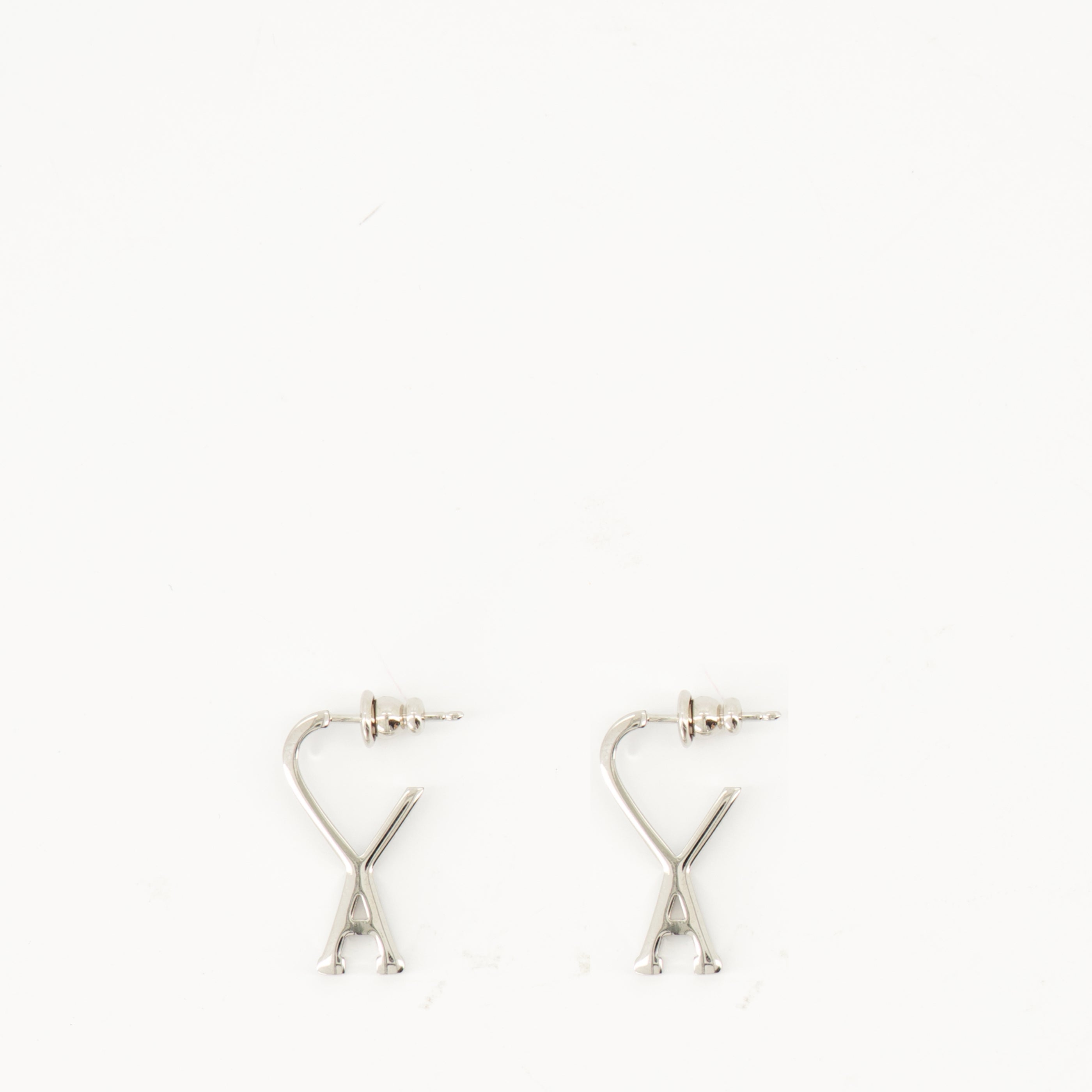 Ami de coeur earrings, Ami Paris, silver earrings, brass jewelry, mixte model earrings