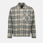 Moncler shirt, Tartan Grey Shirt, wool polyester blend, Men's fashion, casual wear