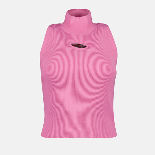 High-neck Sleeveless Ribbed Top