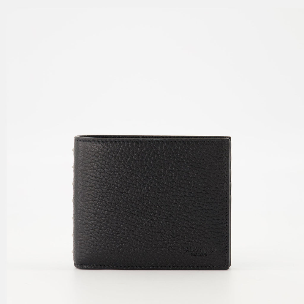 Valentino Garavani wallet, black leather wallet, Rockstud wallet, men's accessories, luxury wallets