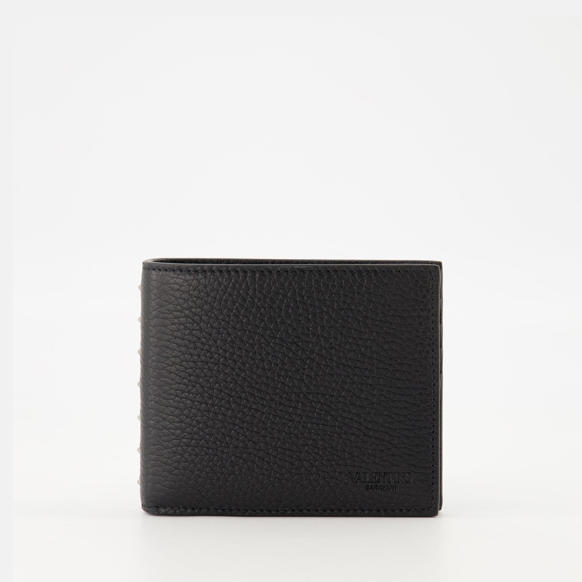 Valentino Garavani wallet, black leather wallet, Rockstud wallet, men's accessories, luxury wallets