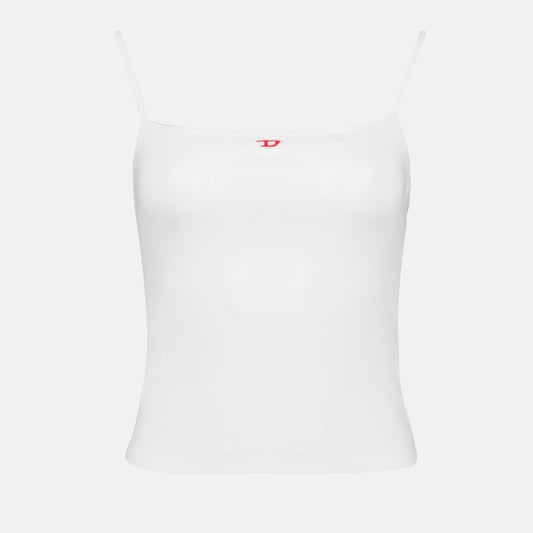 T-Hop-D, Diesel tank top, white jersey top, luxury women's wear, elegant tank top