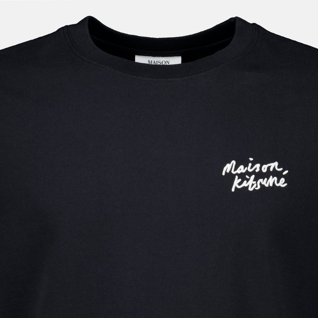 Black Embroidered T-Shirt - Maison Kitsuné
