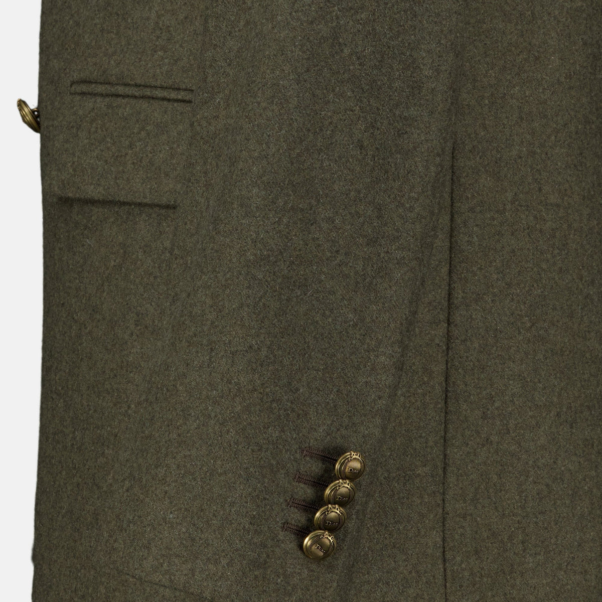 Khakifarbener Wollblazer mit zweireihigem Verschluss