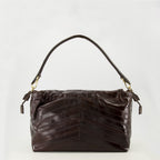 Image of Mamma Baguette Brown Leather Bag by Fendi for Women - Season Autumn-Winter 2025 - Back View