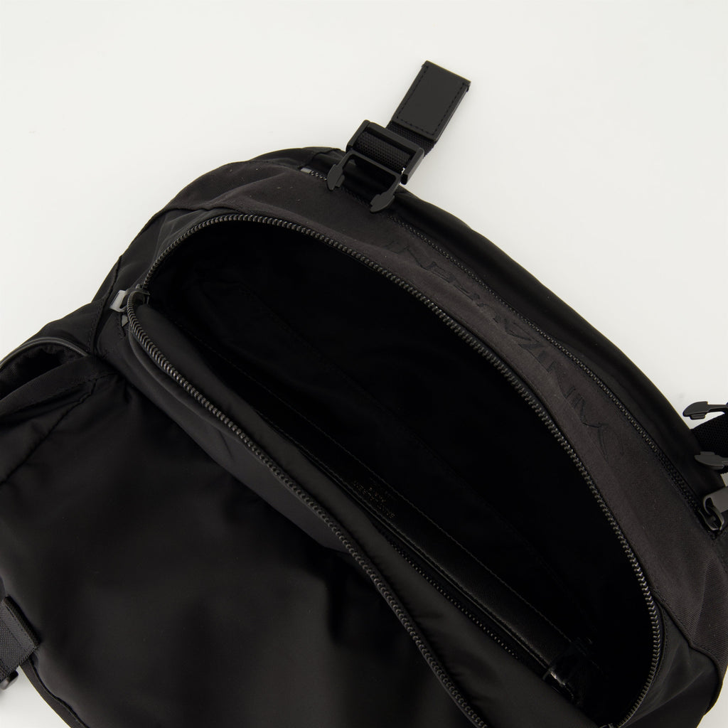 Black belt bag, nylon bag, Saint Laurent accessories, adjustable strap bag, luxury men's fashion