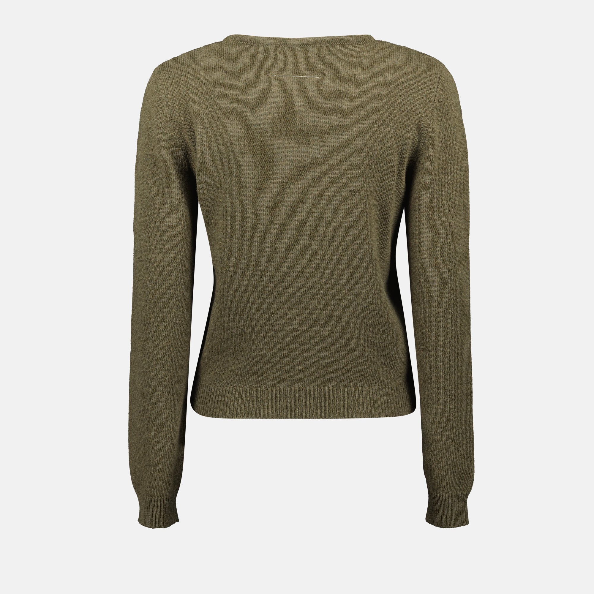 Tricot de Lã Khaki com Recortes