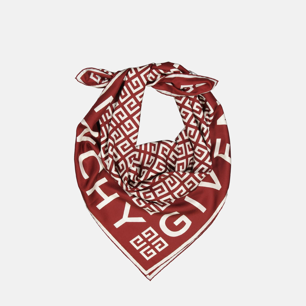 Imagen de una bufanda cuadrada de seda roja de Givenchy para mujeres - Temporada Primavera-Verano 2025 - Vista de detalle 1