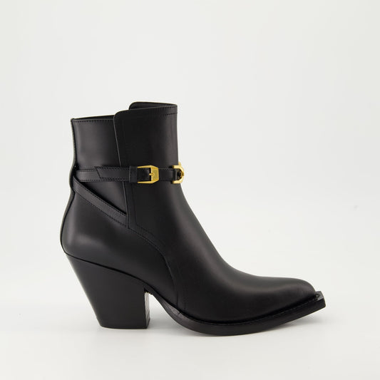 Versace boots, Medusa '95, smooth leather boots, luxury footwear, elegant black boots