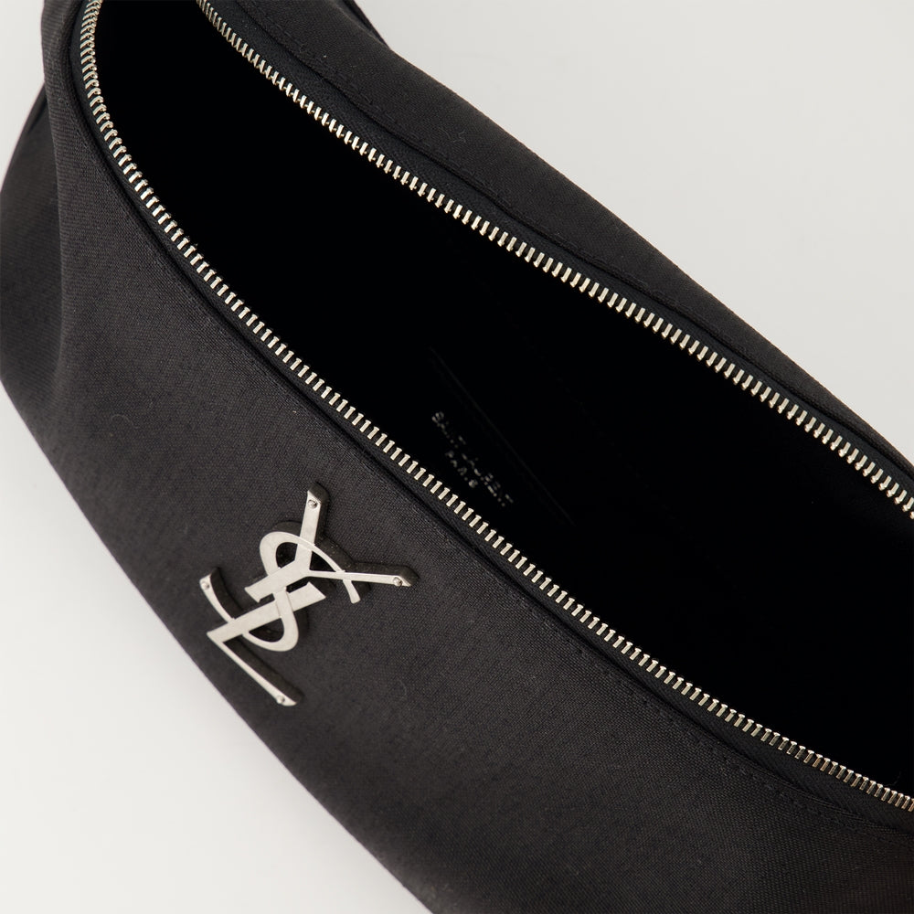 Saint Laurent waist bag, black nylon bag, adjustable strap bag, luxury accessories, Cassandre collection