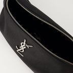 Saint Laurent waist bag, black nylon bag, adjustable strap bag, luxury accessories, Cassandre collection