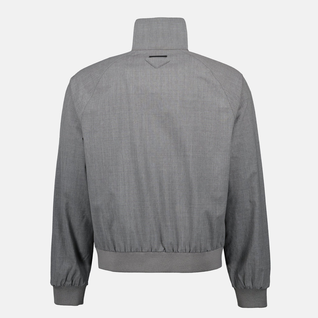 Prada jacket, grey wool jacket, men's outerwear, Autumn-Winter collection, high collar jacket