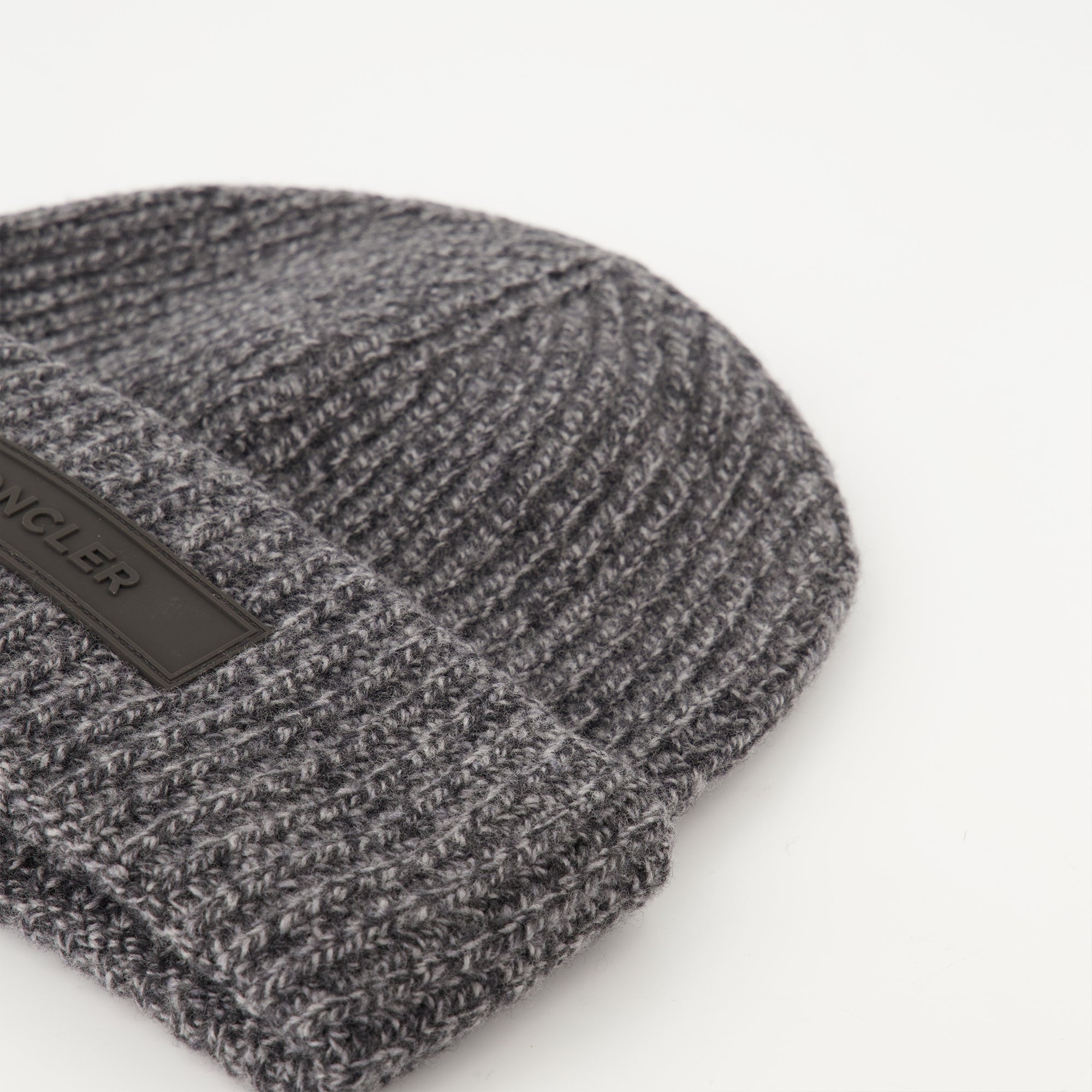 Moncler beanie, cashmere hat, wool beanie, gray winter accessory, luxury beanie
