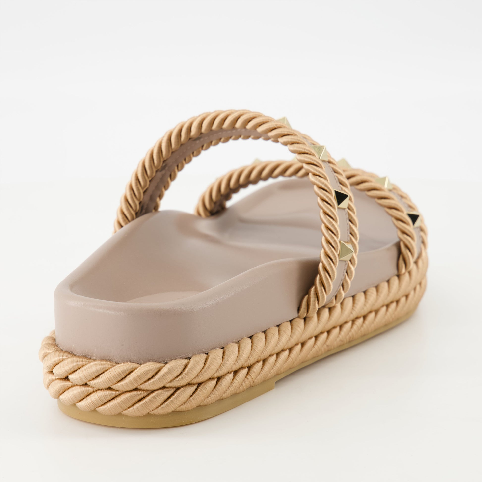 Rockstud sandals, beige platform sandals, Valentino shoes, designer footwear, stylish sandals