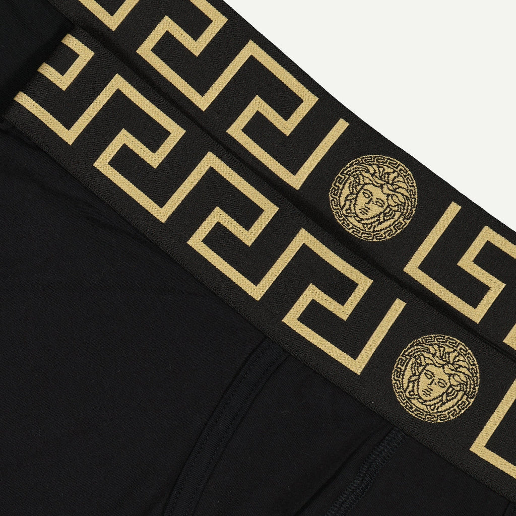 Medusa Greca, blue boxers, Versace style, elastic band boxers, Fall-Winter 2024