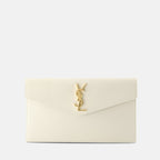 Uptown Clutch, Saint Laurent Clutch, textured leather pouch, ivory envelope clutch, luxury accessory