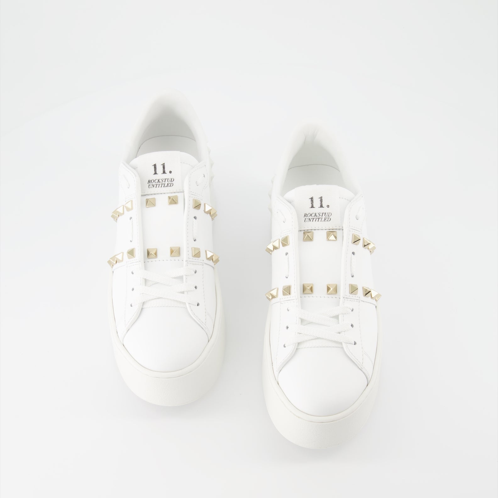 platform sneakers, Valentino Garavani, Rockstud sneakers, white sneakers, calfskin leather
