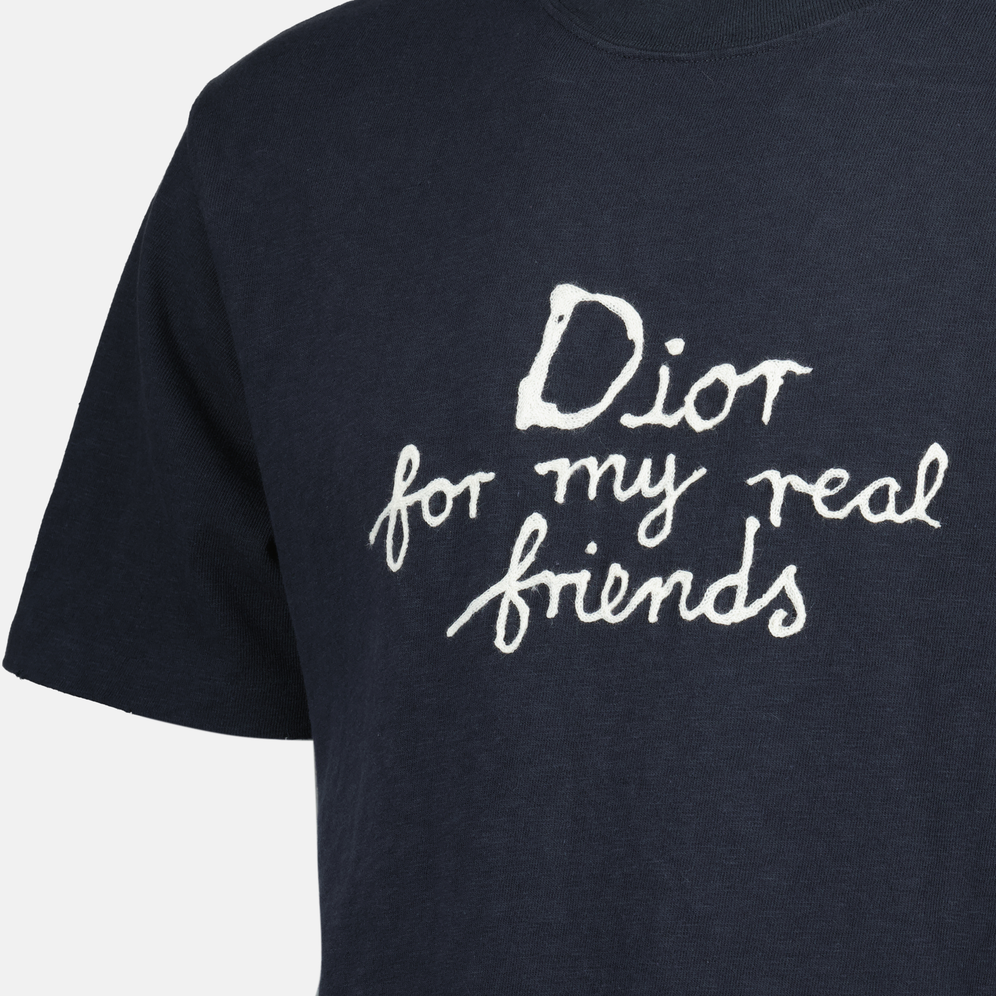 Dior T-shirt, Hylton Nel, navy blue T-shirt, embroidered logo shirt, cotton jersey clothing