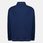 Polo a Maniche Lunghe in Cotone Blu Navi