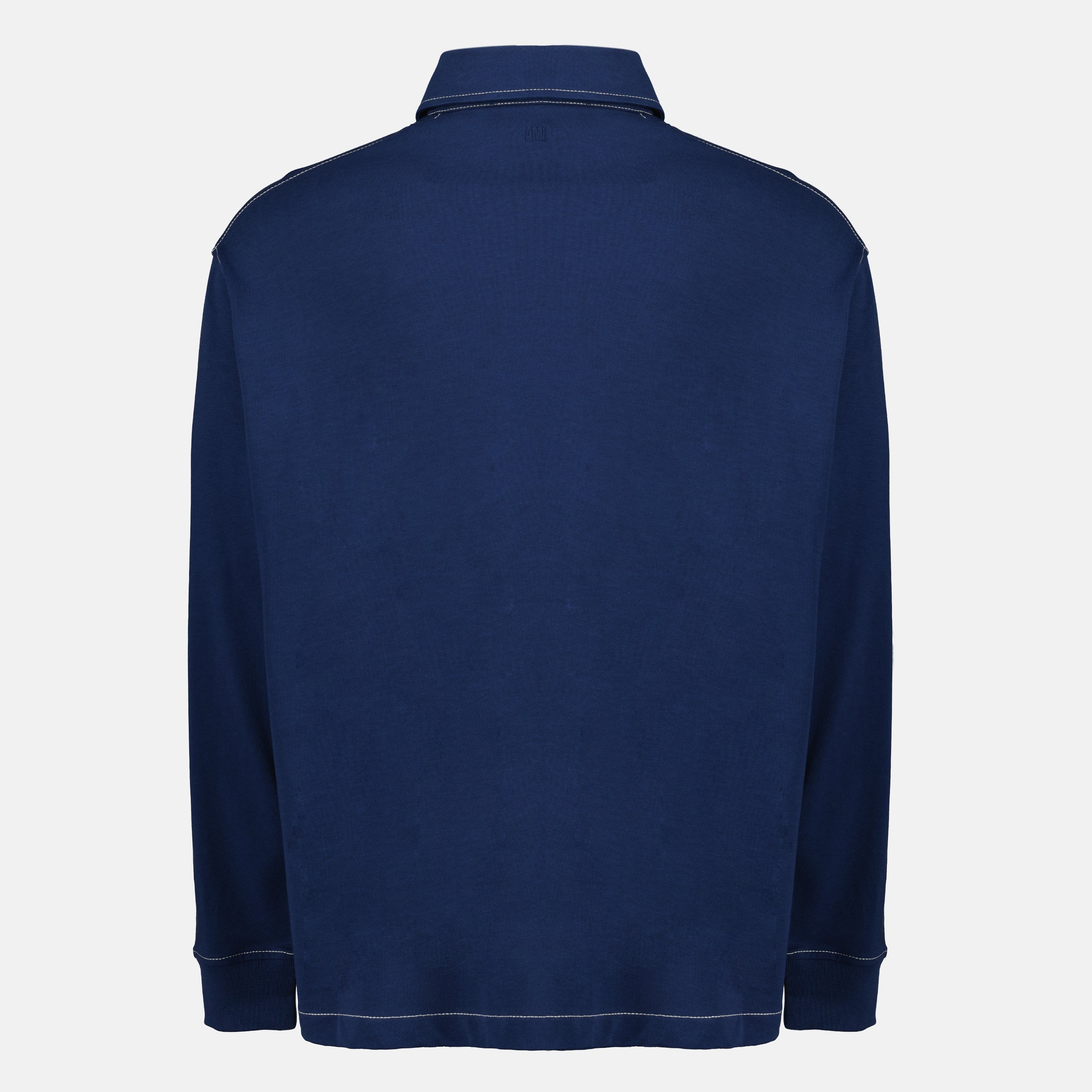 Long Sleeve Polo Navy Cotton