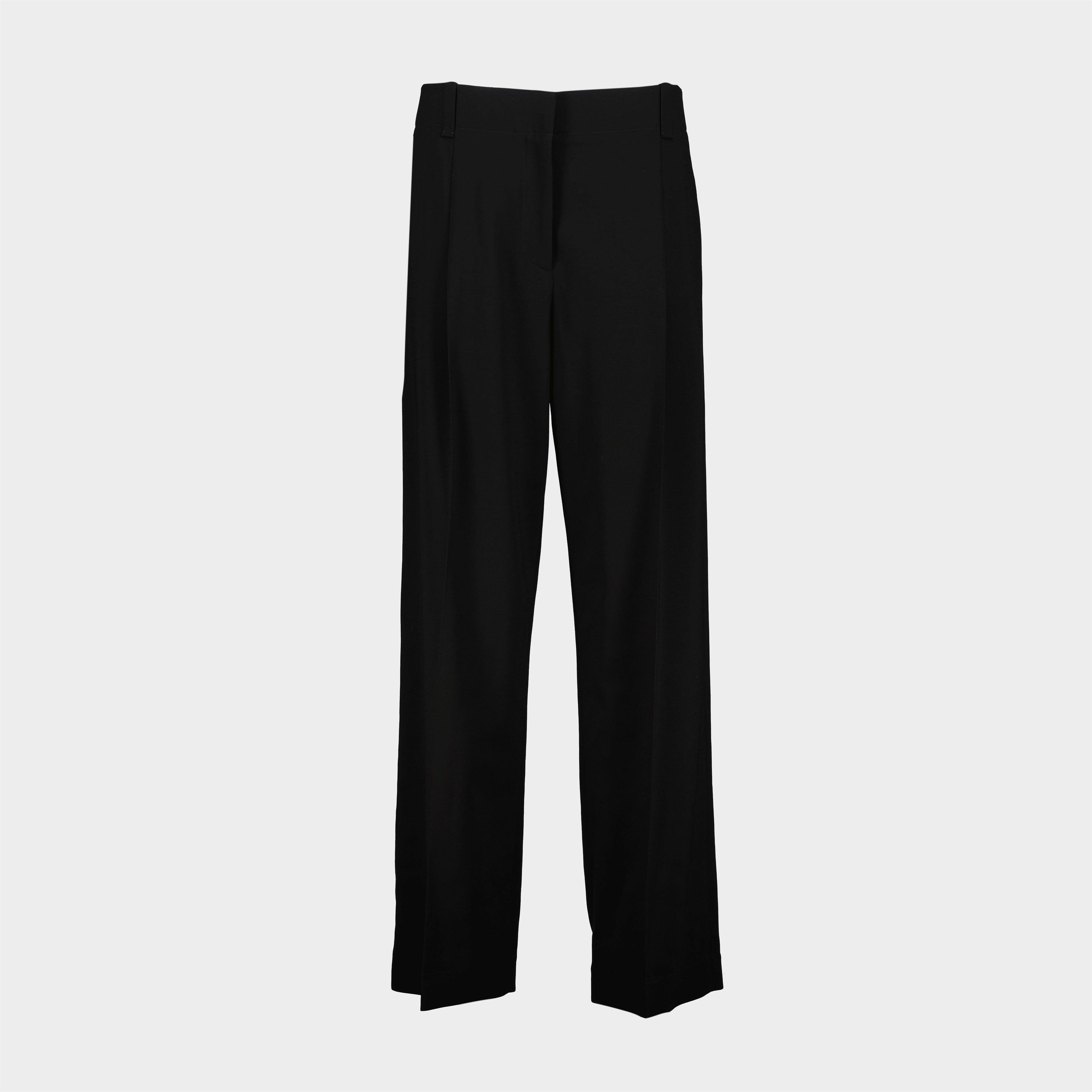 black trousers, Khaite Lenton trousers, straight-cut trousers, high-rise fit, women's fashion