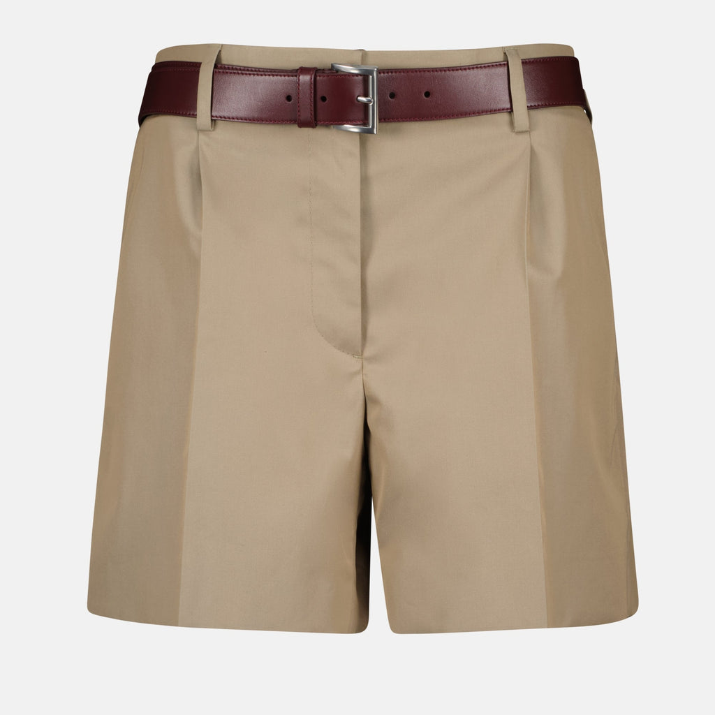 Image of Beige Chino Shorts by Prada for Women - Season Autumn-Winter 2024 - Front View