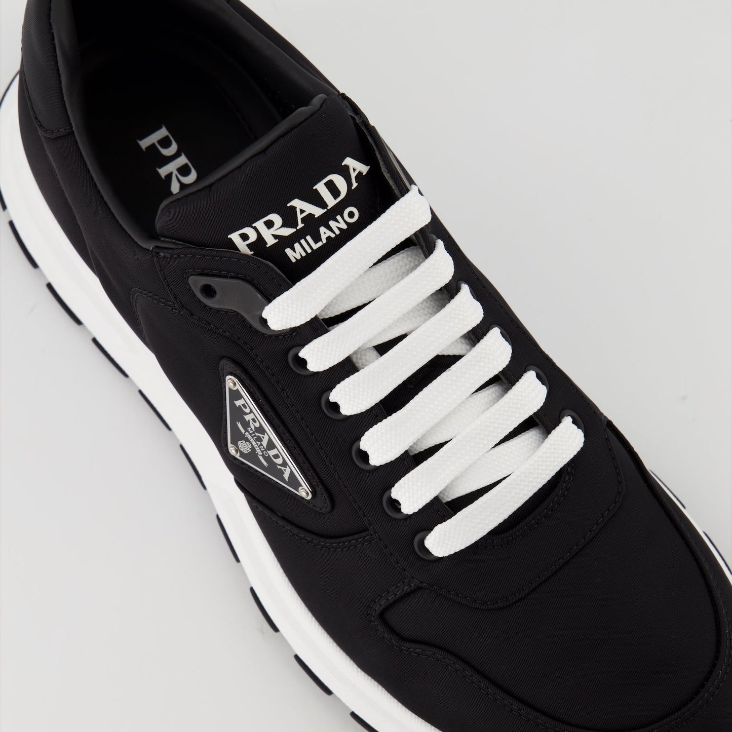 Prax 01 sneakers, Prada footwear, black Re-Nylon sneakers, luxury sneakers, Autumn-Winter 2024