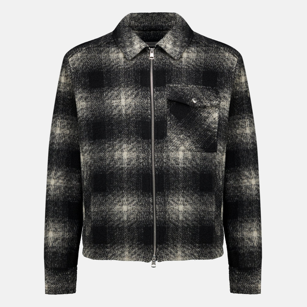 Black Checked Zip-Up Shirt