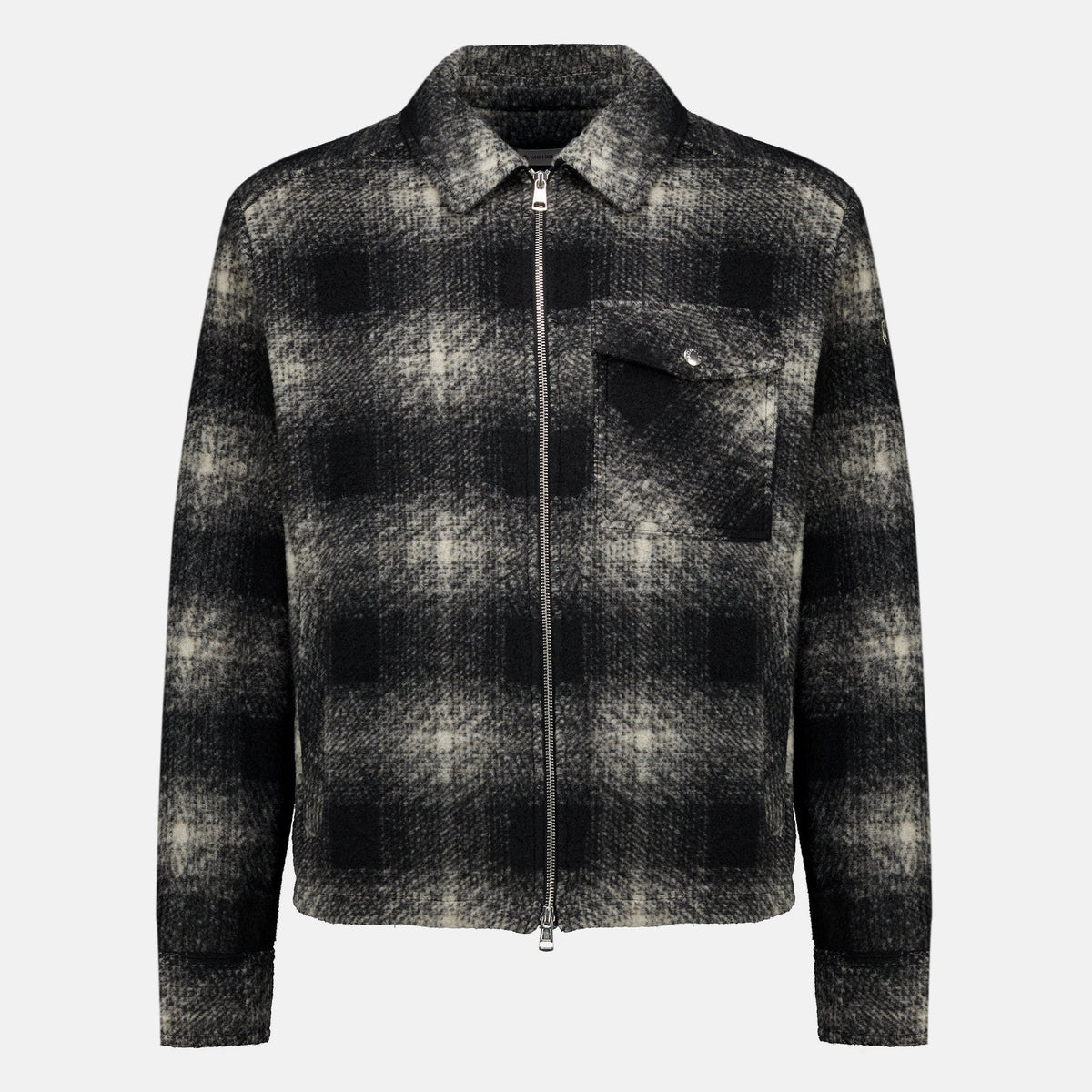 Black Checked Zip-Up Shirt