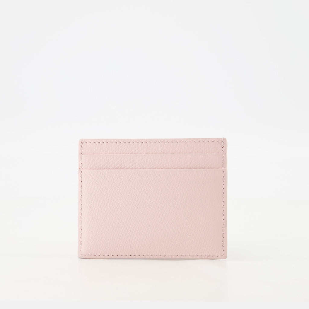 card holder, Valentino Garavani, grained leather, VLogo accessory, light pink card wallet