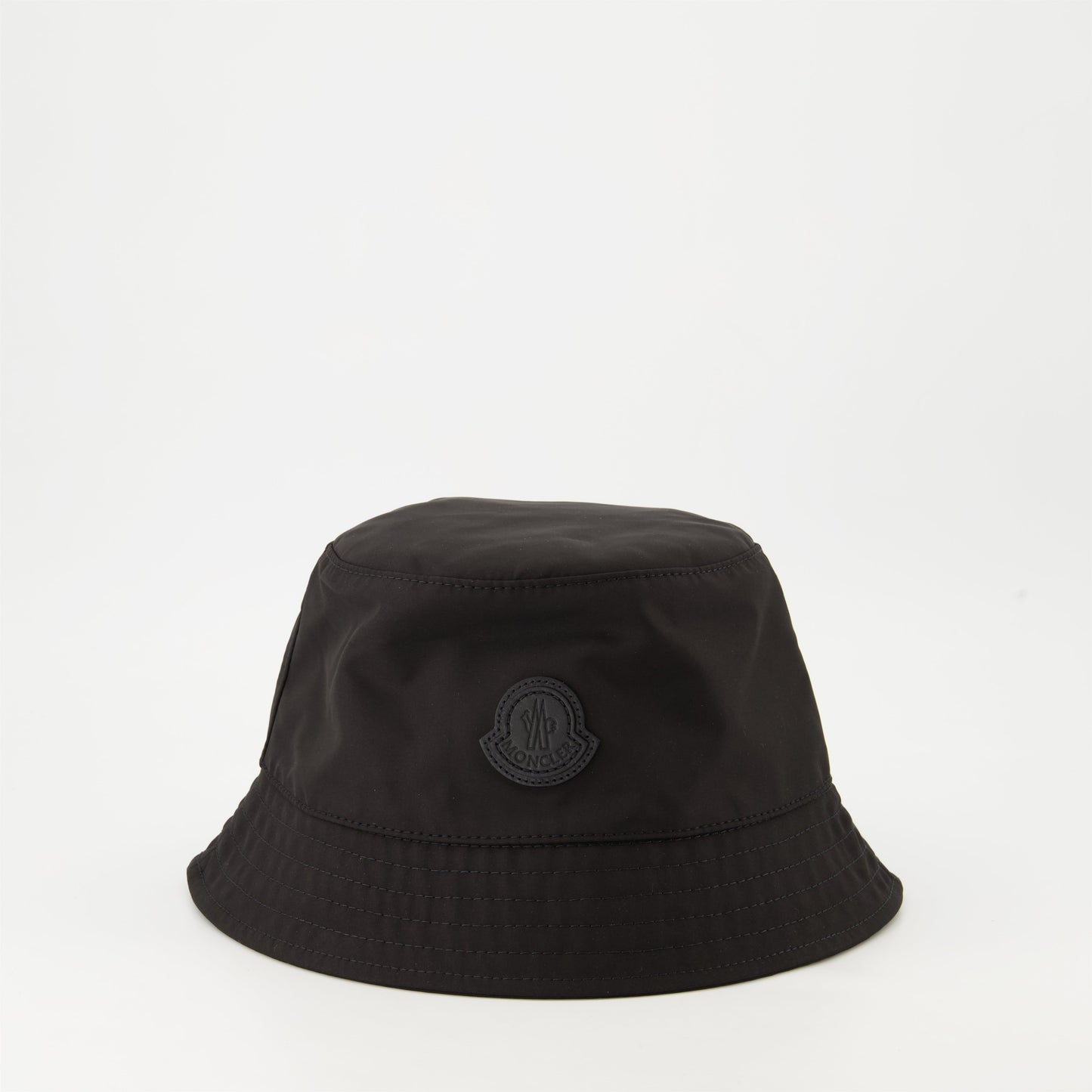 Luxury bucket hat, Moncler hat, leather logo hat, high-end accessories, designer winter hat  