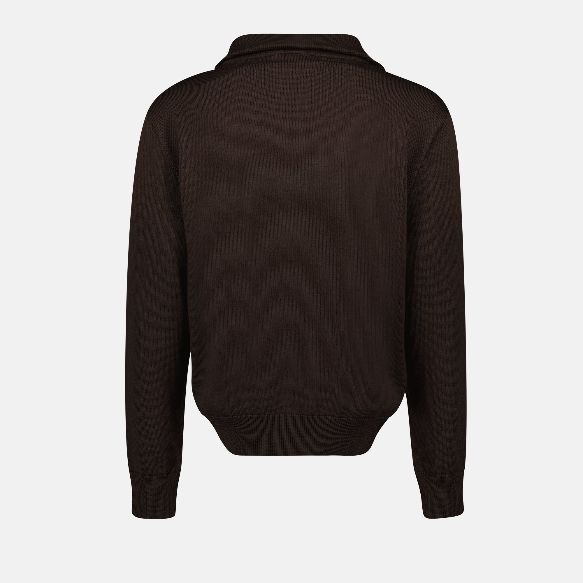 Brauner Rollkragenpullover mit Reißverschluss