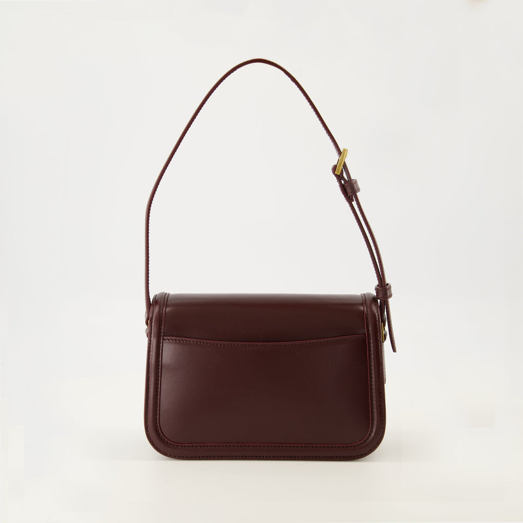 Saint Laurent handbag, Mini Solferino Bordeaux, smooth calfskin, adjustable shoulder strap, luxury handbag