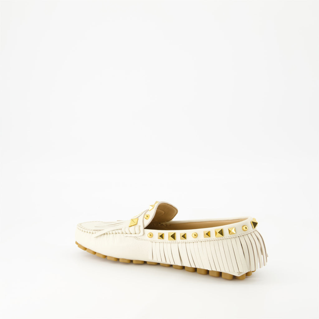 moccasins, Valentino, white leather shoes, designer footwear, VLogo Signature
