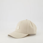 beige leather cap, adjustable logo cap, Moncler cap, cotton gabardine hat, Spring-Summer accessory