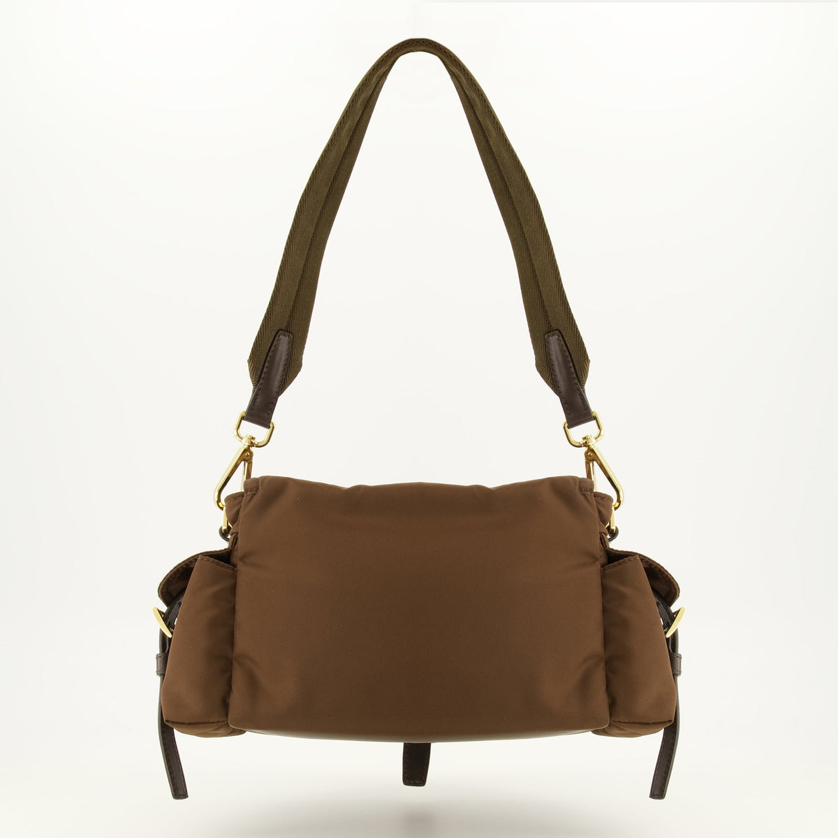 Mala de ombro Explore em Re-Nylon castanho
