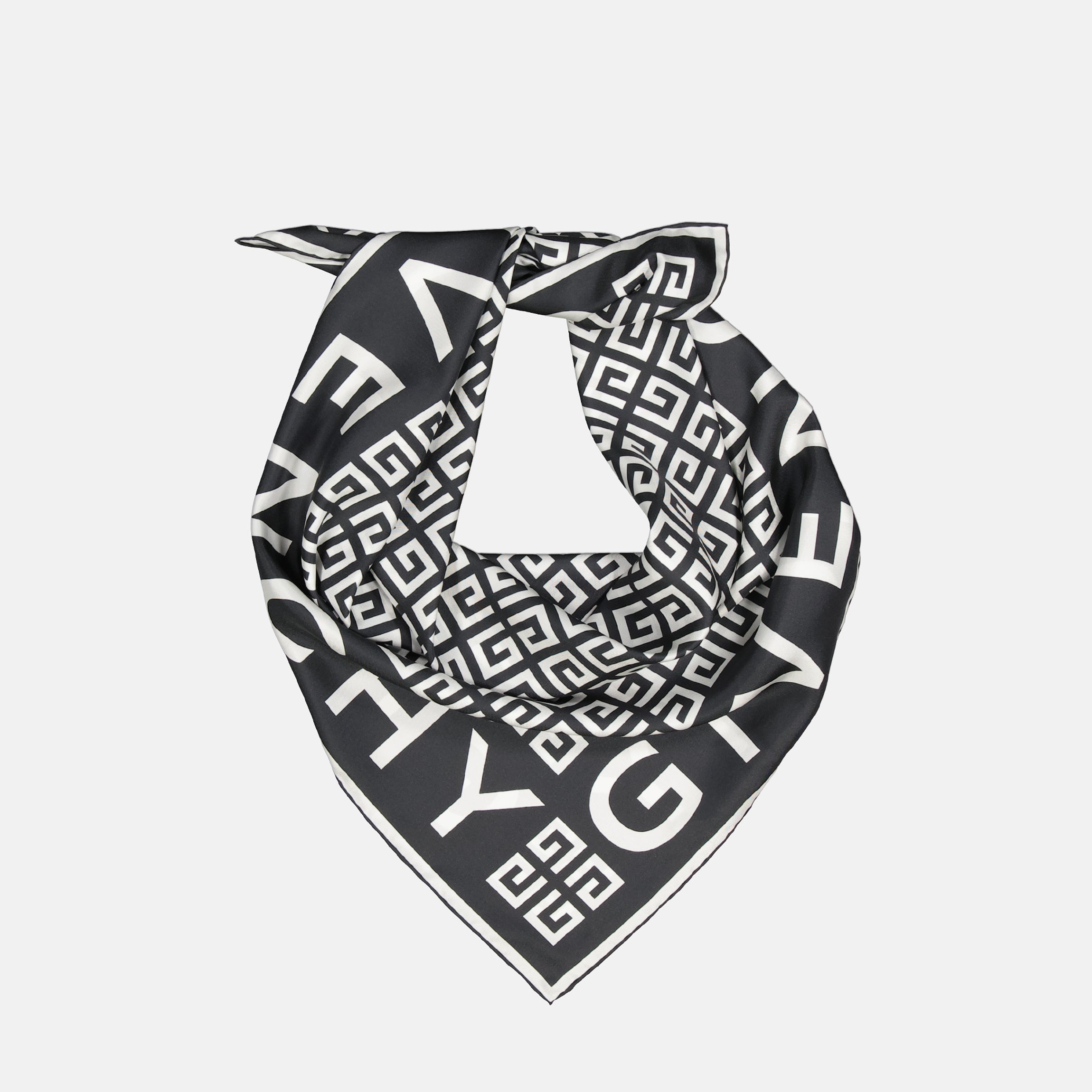 Givenchy scarf, silk scarf, 4G motif, designer accessories, luxury scarf