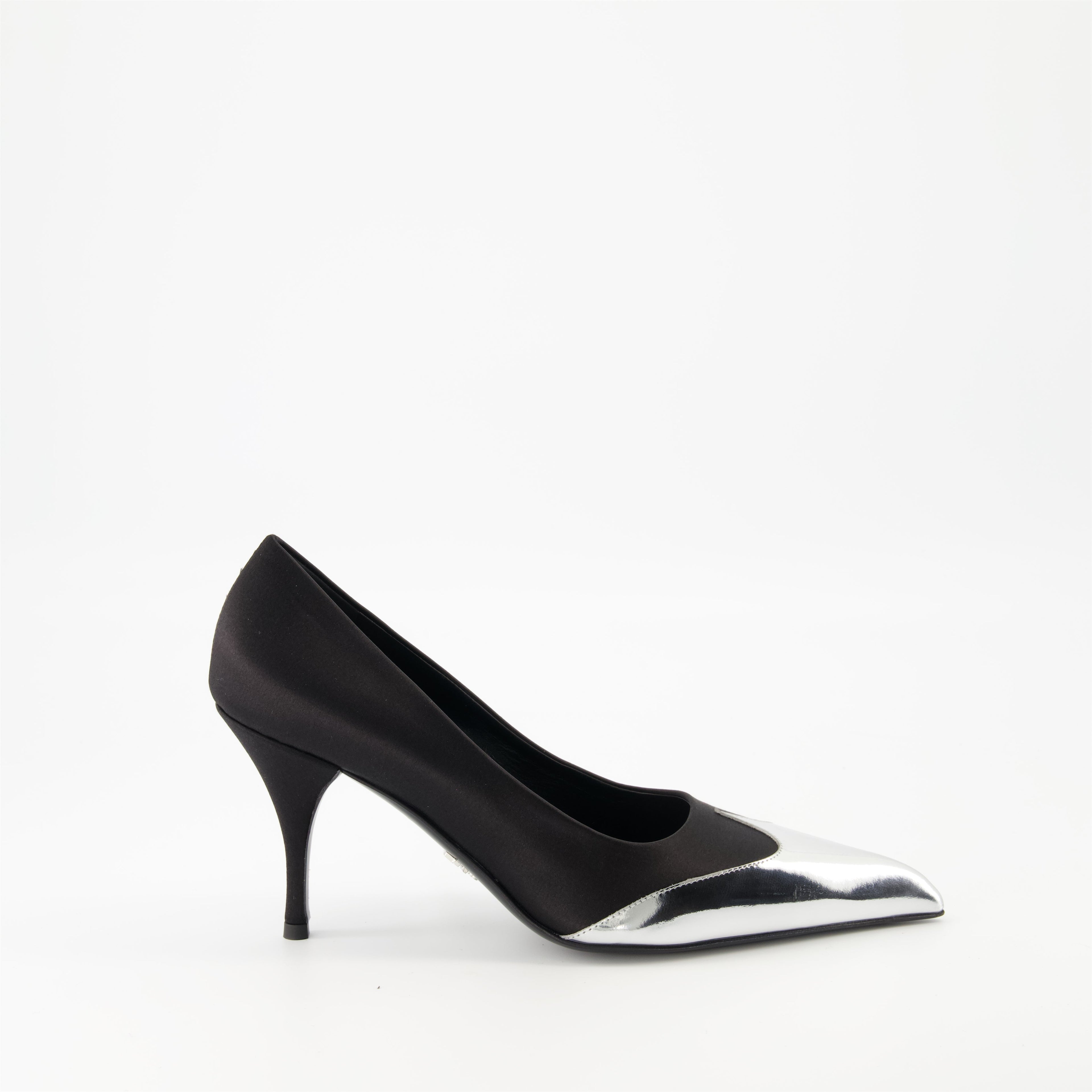 satin pumps, leather footwear, Prada pumps, pointed toe shoes, luxury fashion