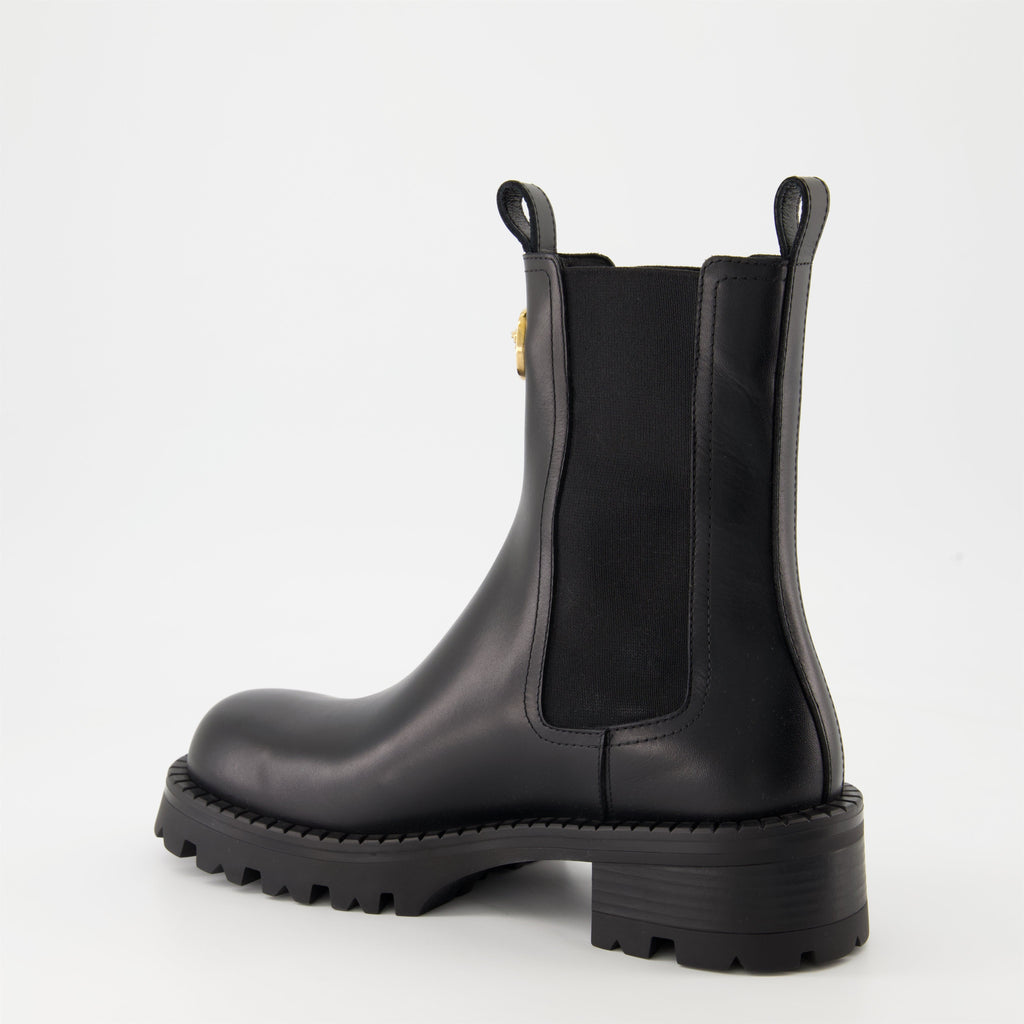 Chelsea boots, Luxury footwear, Versace boots, Autumn-Winter collection, Black leather boots