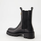Chelsea boots, Luxury footwear, Versace boots, Autumn-Winter collection, Black leather boots