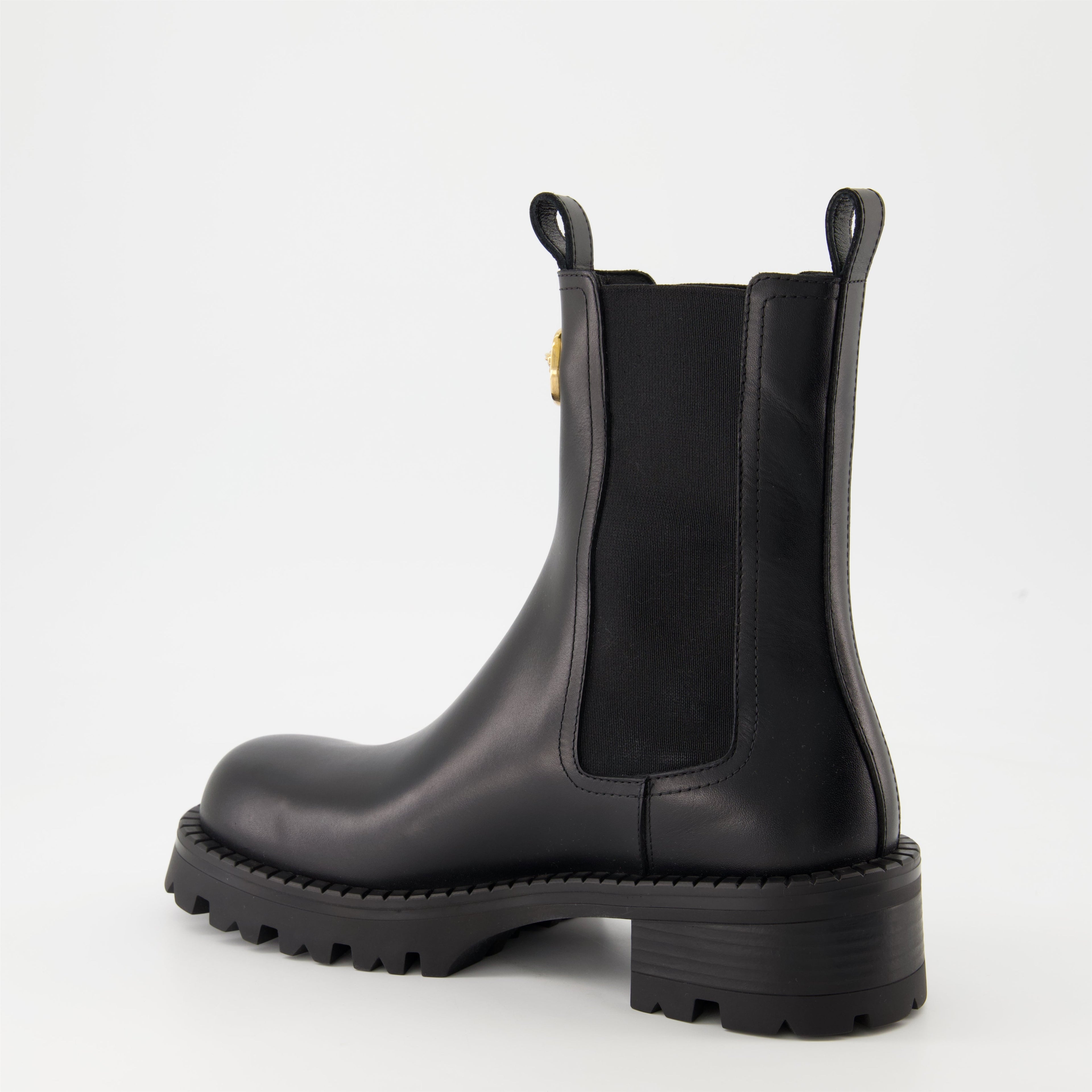 Chelsea boots, Luxury footwear, Versace boots, Autumn-Winter collection, Black leather boots