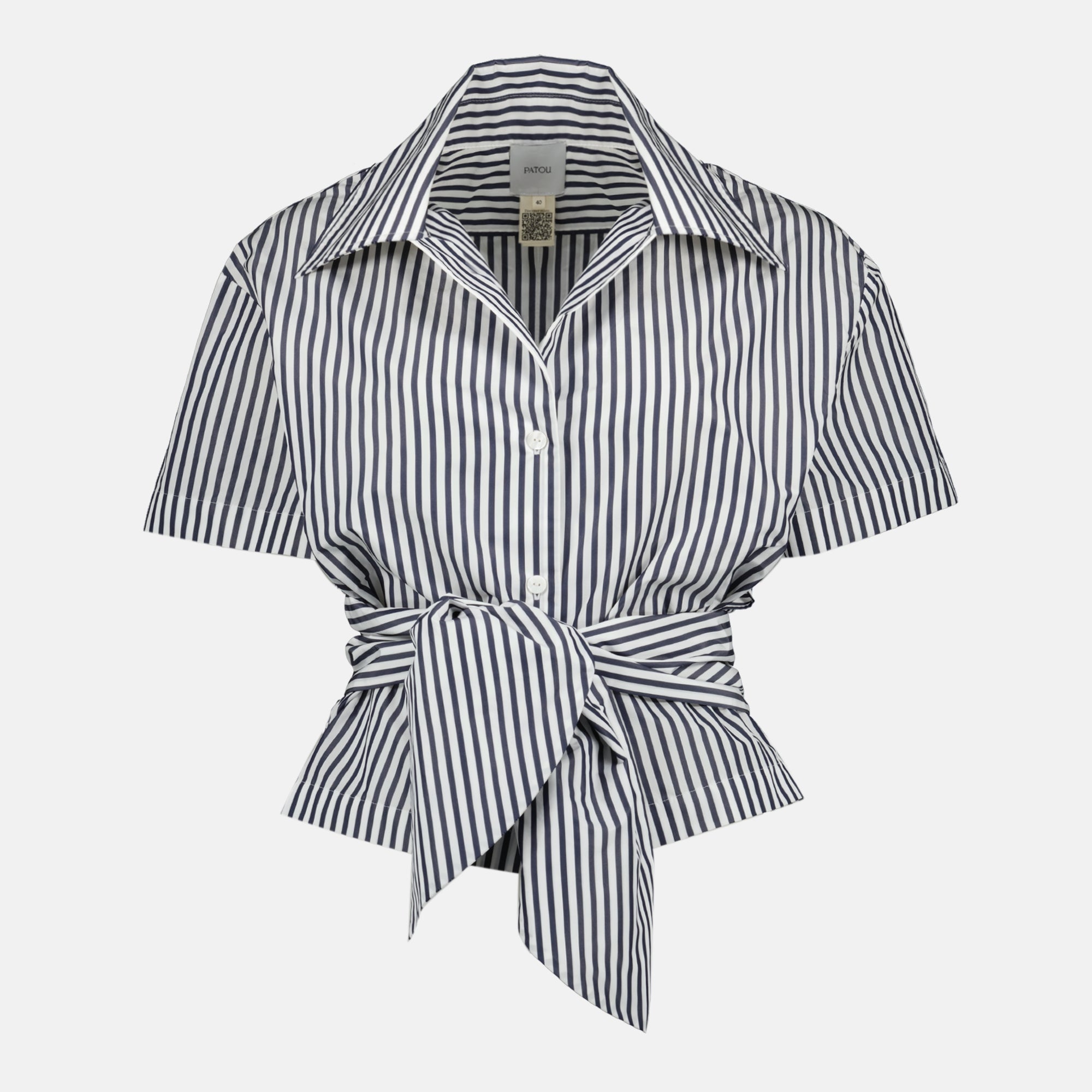 여성을 위한 패투의 짧은 줄무늬 셔츠 이미지 - 2026년 봄 여름 시즌 - 정면 보기
