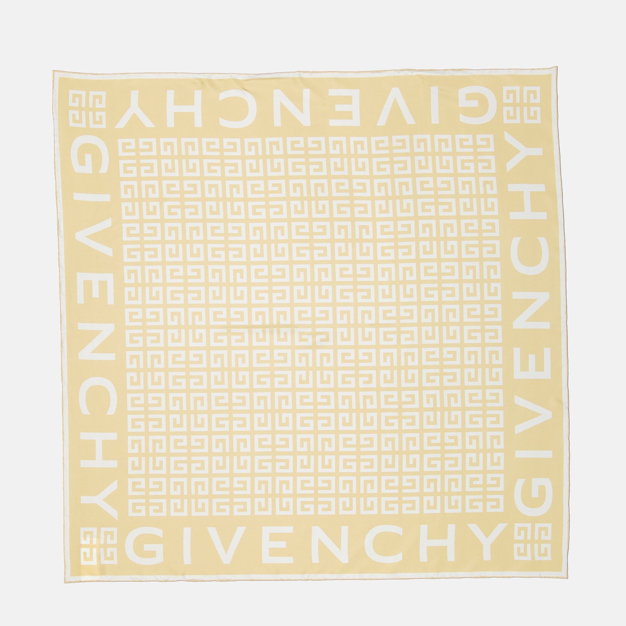 Givenchy scarf, silk scarf, 4G print scarf, yellow silk scarf, organic silk accessory