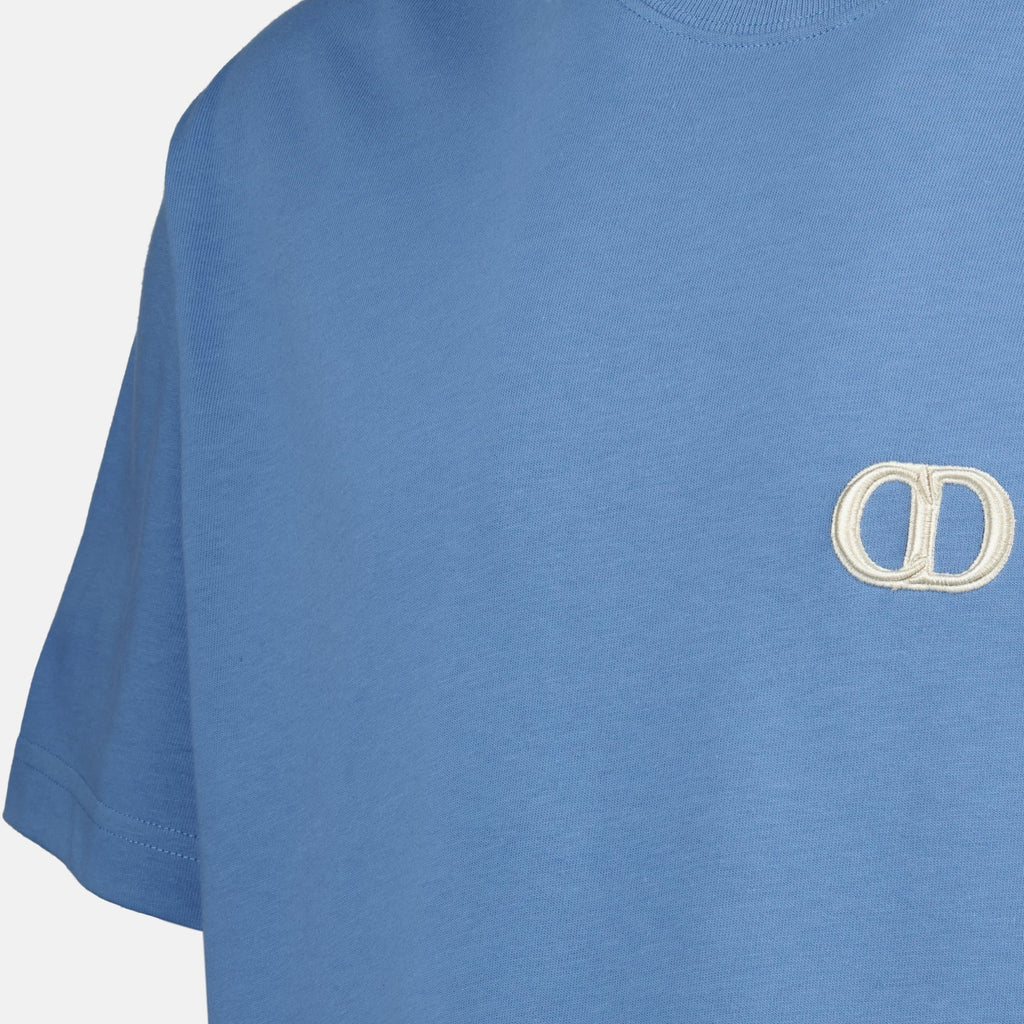 Dior T-shirt, CD Icon T-shirt, blue cotton tee, embroidered logo shirt, Spring-Summer collection