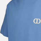 Dior T-shirt, CD Icon T-shirt, blue cotton tee, embroidered logo shirt, Spring-Summer collection