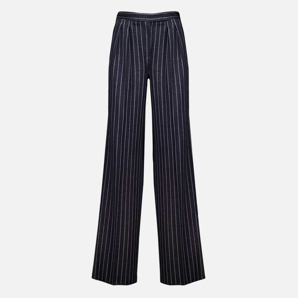 Pantalones de Lana Rayados en Azul
