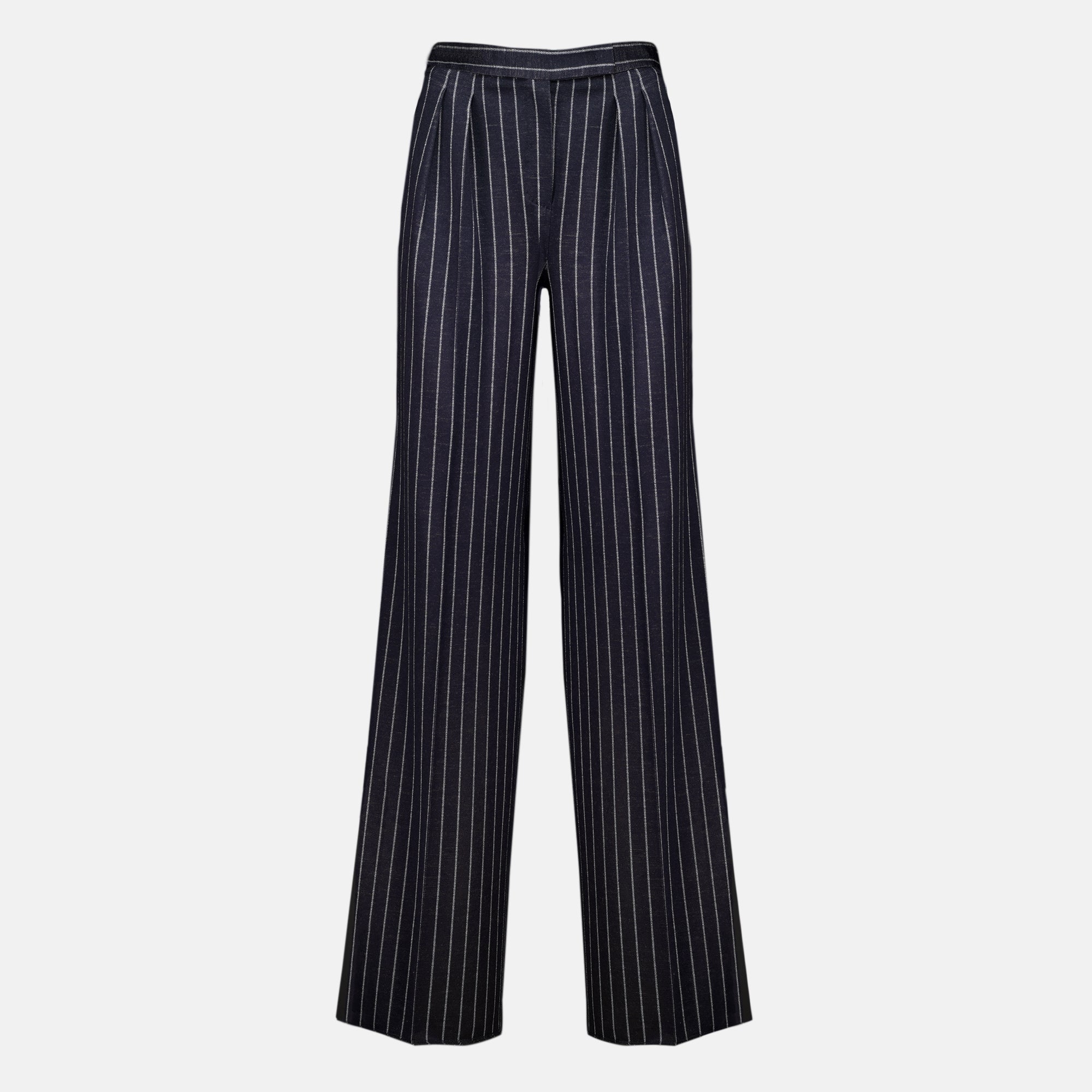Pantalones de Lana Rayados en Azul