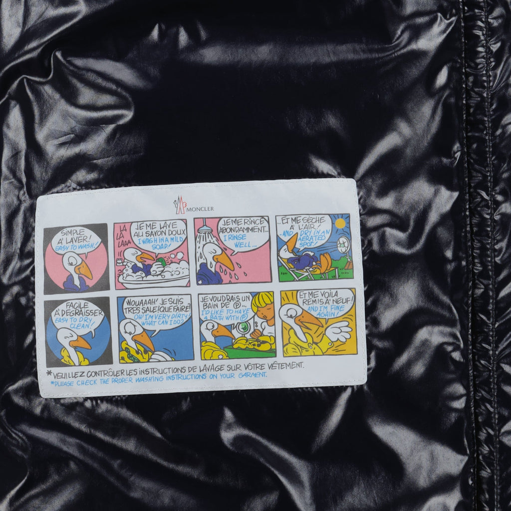 Moncler Courcelles jacket, mid-length down jacket, navy nylon jacket, women's outerwear, luxury fashion jacket