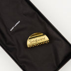 Image de pince à cheveux dorée par Saint Laurent pour femmes - Saison Automne-Hiver 2025 - Détail Vue 2
