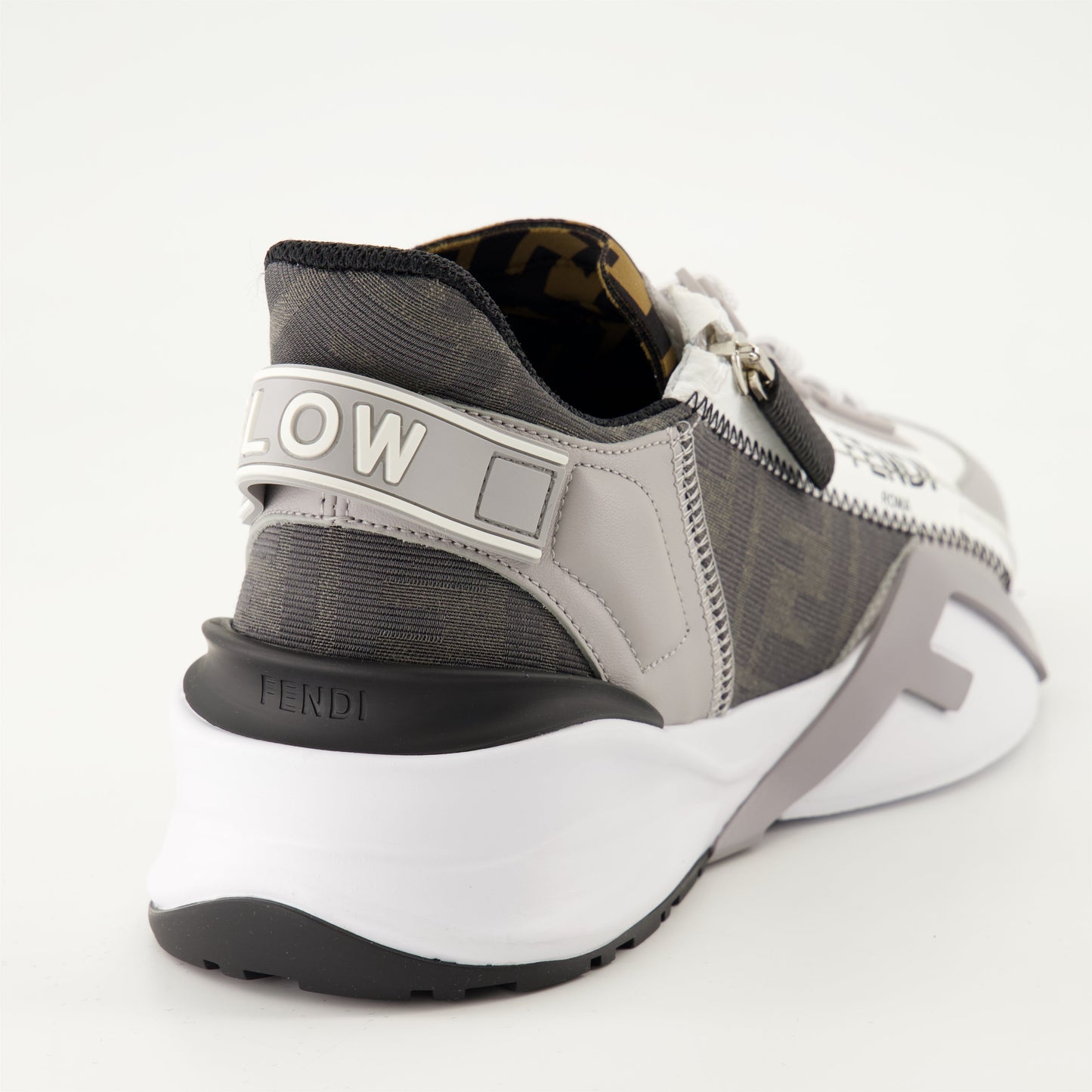 gray sneakers, technical fabric sneakers, rubber sole sneakers, modern sneakers, logo sneakers